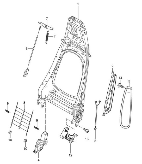 Backrest frame / Standard seat / Comfort seat 987C.1 Cayman / Cayman S 2006-08