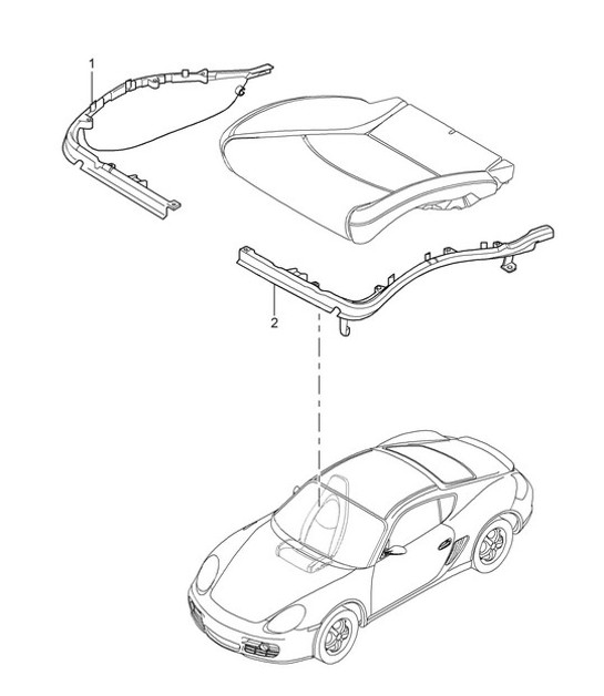 Cushion carrier / Frame / Seat surface / Standard seat / Comfort seat 987C.1 Cayman / Cayman S 2006-08