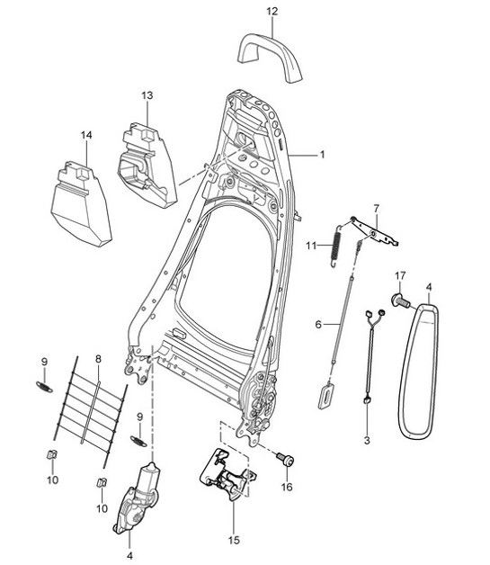 Backrest frame / Sports seat 987C.1 Cayman / Cayman S 2006-08