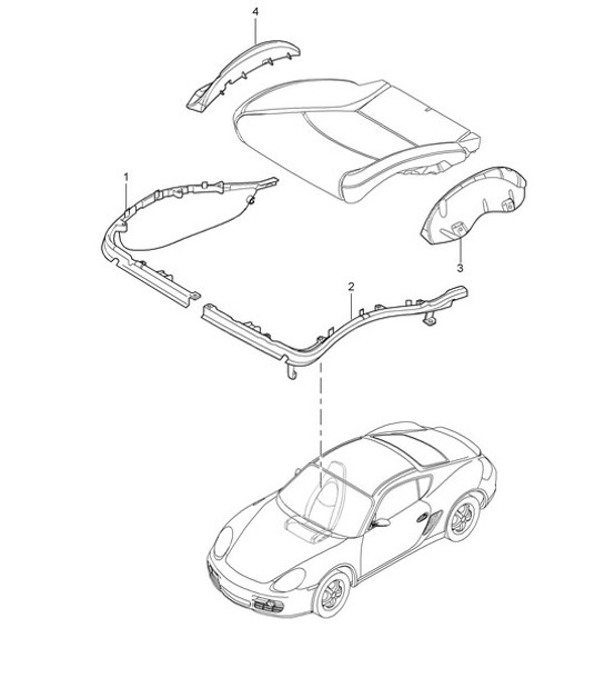 Cushion carrier / Frame / Seat surface / Sports seat 987C.1 Cayman / Cayman S 2006-08