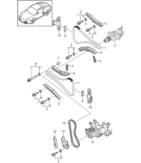 Diagram 103-015 Porsche 997 (911) MK1 2005-2008 Engine