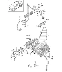 Tubo de recolección de combustible / Bomba de alta presión (Modelo: A121) 987C.2 Cayman 3.4L 2009-12