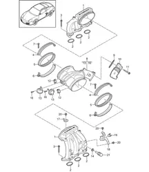 Intake air distributor / throttle valve adapter (Model: A120,A121) 987C.2 Cayman 2.9L / 3.4L 2009-12