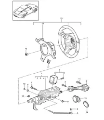 Steering protective pipe / Intermediate steering shaft / Steering wheels (PR:250, PDK transmission) 987C.2 Cayman 2009-12