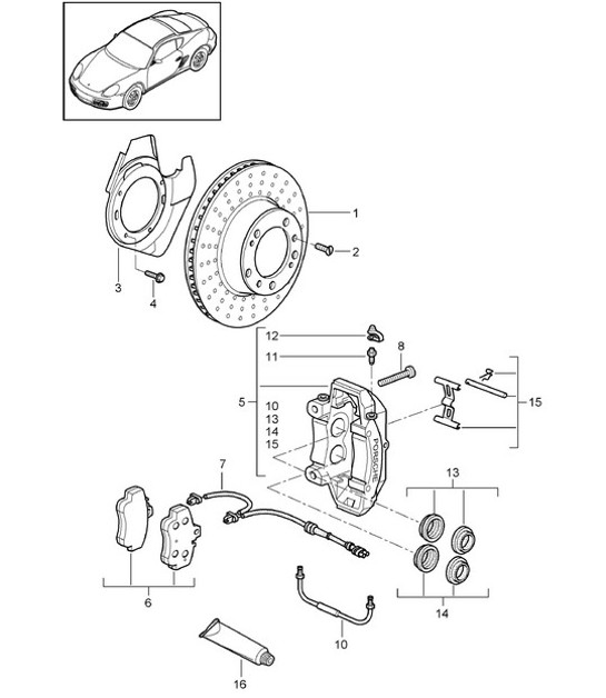 Disc brake / Front axle 987C.2 Cayman 2009-12