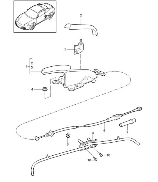 Diagram 701-005 Porsche Cayman 987C/981C (2005-2016) Hand Lever System, Pedal Cluster 