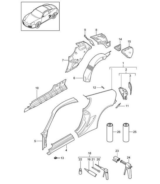 Side part  987C.2 Cayman 2009-12