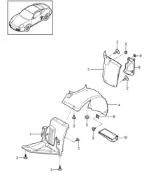 Linings for / Wheel housing 987C.2 Cayman 2009-12