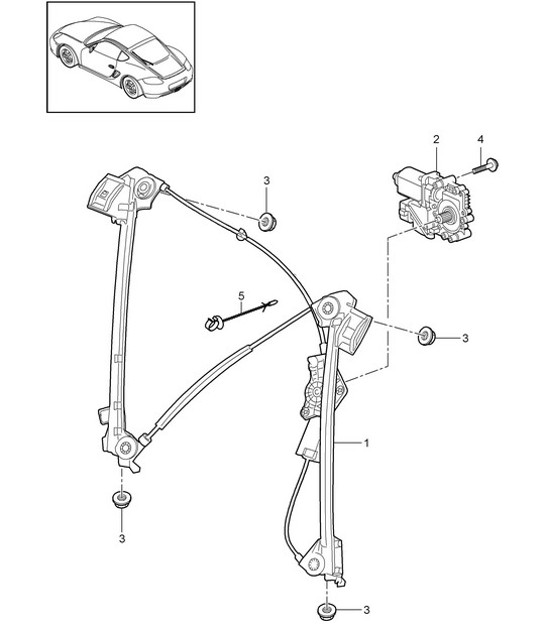 Window regulator 987C.2 Cayman 2009-12
