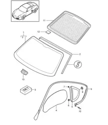 Vetri delle finestre 987C.2 Cayman 2009-12