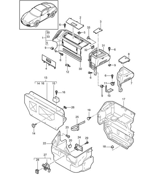 Luggage compartment  - FRONT - 987C.2 Cayman 2009-12