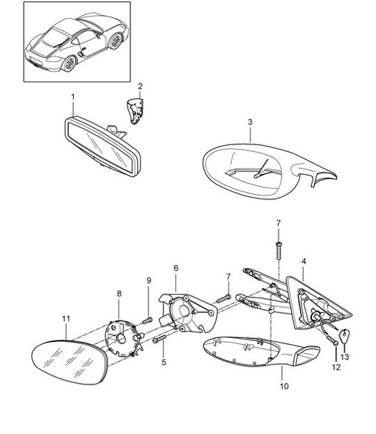 Interior mirror / Exterior mirror 987C.2 Cayman 2009-12