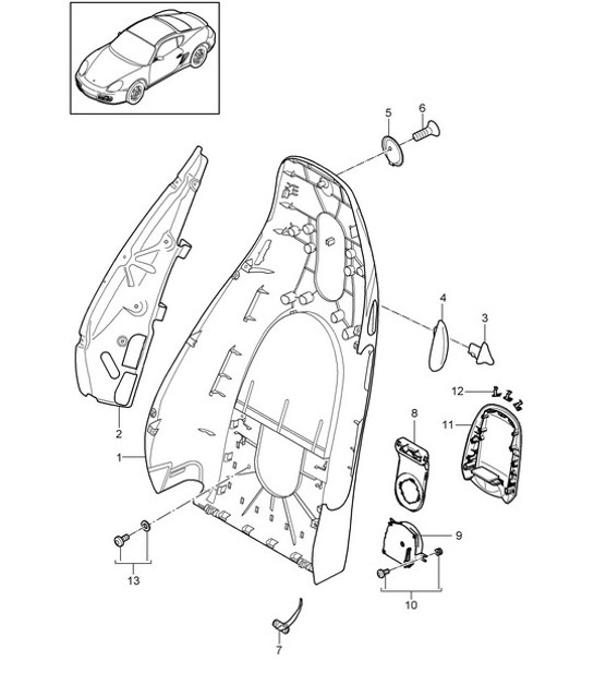 Backrest shell / Standard seat / Comfort seat / Accessories 987C.2 Cayman 2009-12