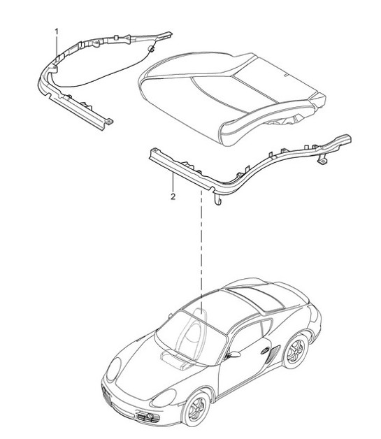 Cushion carrier / Frame / Seat surface / Standard seat / Comfort seat 987C.2 Cayman 2009-12