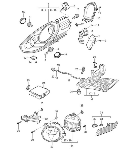 Diagram 905-001 Porsche Cayenne S E-Hybrid V6 3.0L 519pk 