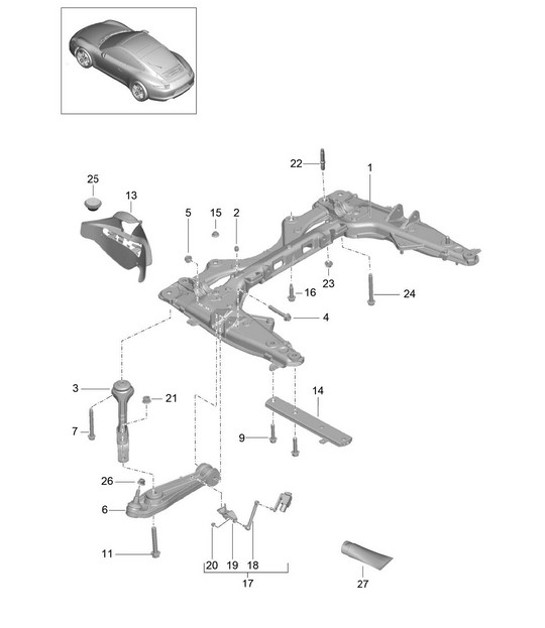 Diagram 401-000 Porsche Cayenne Turbo S V8 4.8L Benziner 550 PS Vorderachse, Lenkung 