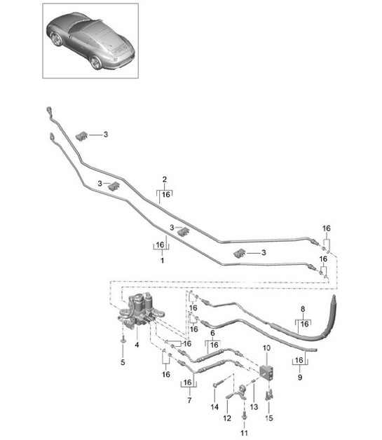Diagram 402-040 Porsche Cayenne Turbo S V8 4.8L 汽油 550HP 前轴、转向 