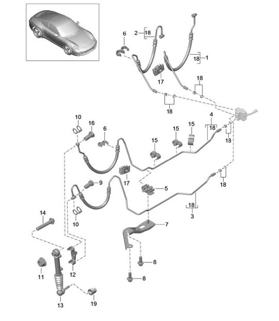 Diagram 402-050 Porsche Cayenne Turbo / Turbo S 4.8L 2007>> Assale anteriore, sterzo 