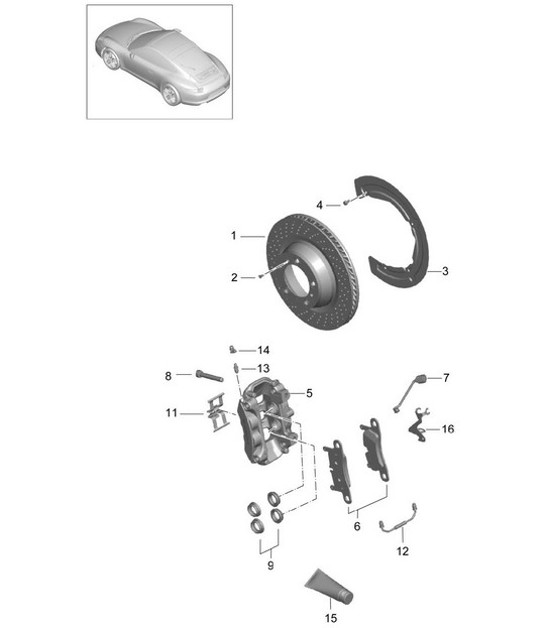 Diagram 603-000 Porsche 991 Cabriolet 2 3.0L (370 pk) Wielen, Remmen