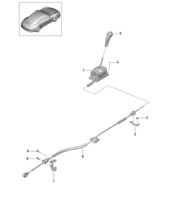 Diagram 701-001 Porsche Panamera 970 MK1 (2009-2013) Hand Lever System, Pedal Cluster 