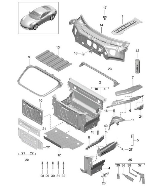 Diagram 801-010 Porsche Cayman S 3.4L 987C 2005-08 Karosserie