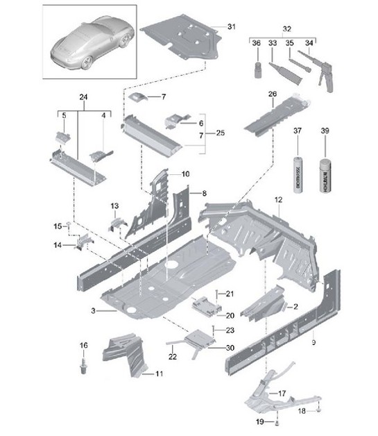 Diagram 801-020 Porsche 991 (911) MK1 2012-2016 Carrocería