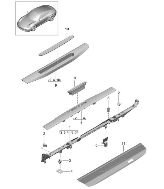 Diagram 807-015 Porsche 991（911）MK1 2012-2016 年  车身