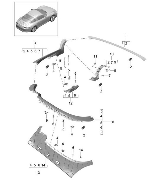Diagram 807-045 Porsche Cayenne MK3 (958) 2010-2017 Carrocería