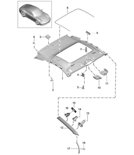 Diagram 807-050 Porsche 997 MKII Carrera C2 3.6L 2009>> Carrosserie