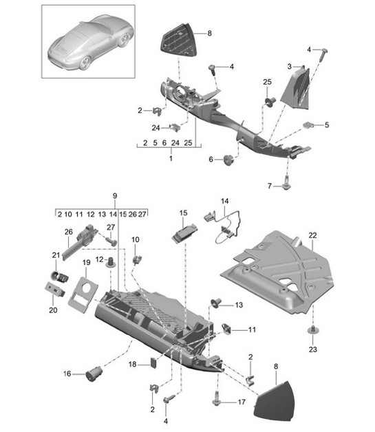 Diagram 809-010 Porsche 911/912 (1965-1989) Carrosserie