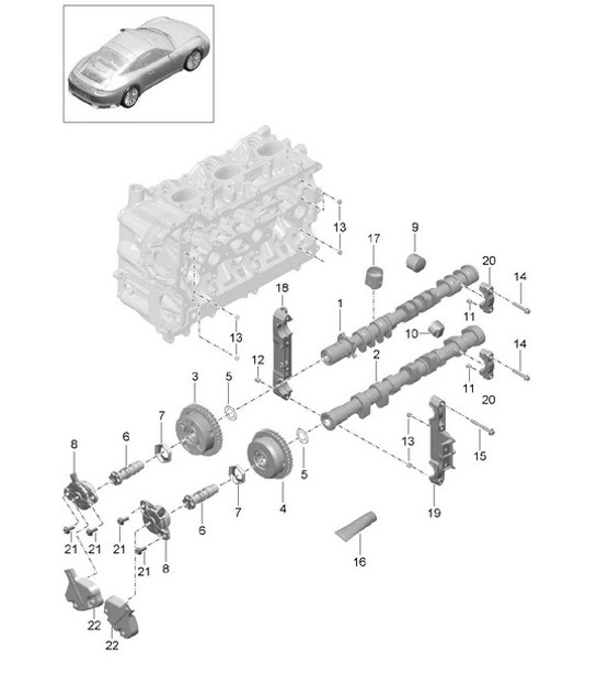 Diagram 103-010 Porsche Panamera S E-Hybrid V6 3.0L (416Hp) Engine