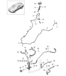 Aansluiting / Waterleiding / Regeling / Waterkoeling / Uitlaatgasturbo 991.2 Carrera 2017-19 Aansluiting / Waterleiding / Regeling / Waterkoeling / Uitlaatgasturbo 991.2 Carrera 2017-19