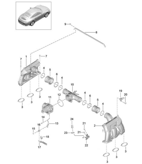 Diagram 107-005 Porsche Cayenne Turbo / Turbo S 4.8L 2007>> Motore