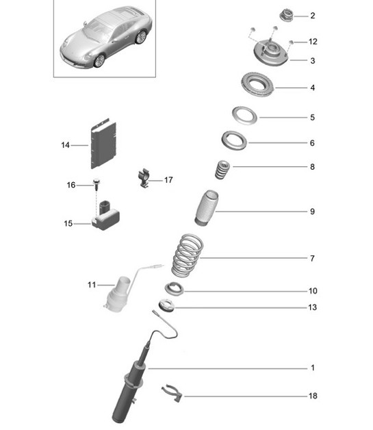 Diagram 402-000 Porsche Cayman 2.7L 981 2013-16 Front Axle, Steering 