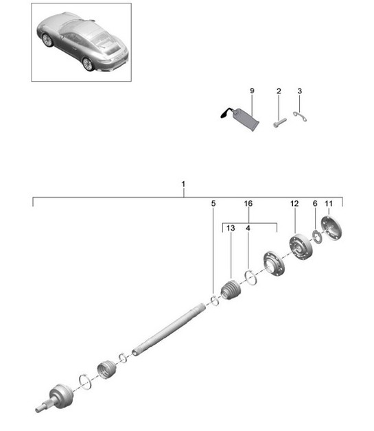 Diagram 501-005 Porsche Cayman 987C/981C (2005-2016) Eje posterior