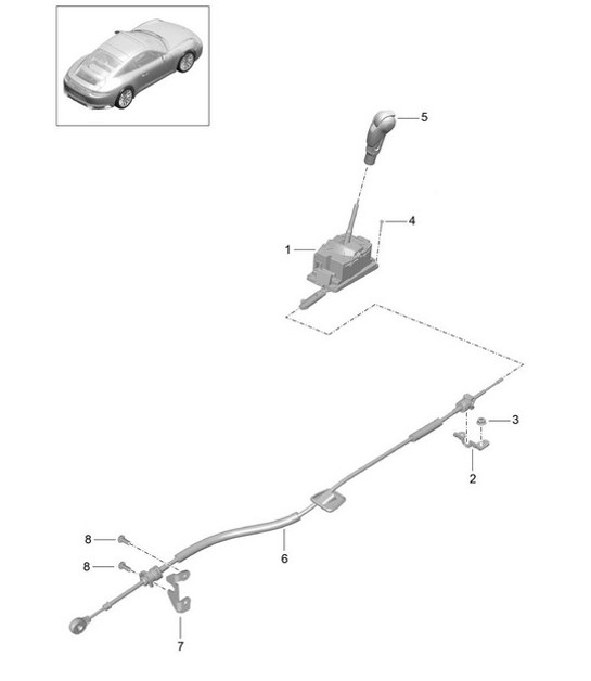 Diagram 701-001 Porsche Cayman 987C/981C (2005-2016) Hand Lever System, Pedal Cluster 