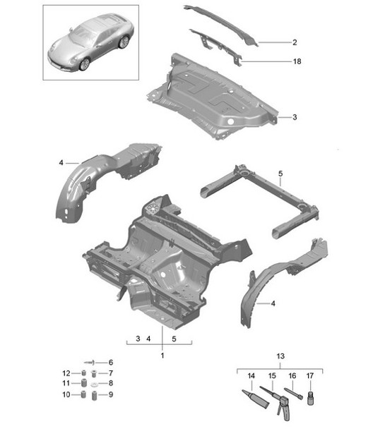 Diagram 801-035 Porsche Cayman 987C/981C（2005-2016 年）  车身