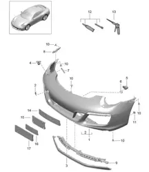 FRONT bumper / Spoiler - GTS, PR:011 - 991.2 Carrera 2017-19