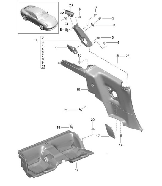 Diagram 807-020 Porsche 991 (911) MK2 2016-2018 Carrocería