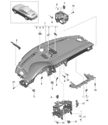 Rivestimento quadro strumenti / Parte superiore con: Elementi di fissaggio 991.2 Carrera 2017-19
