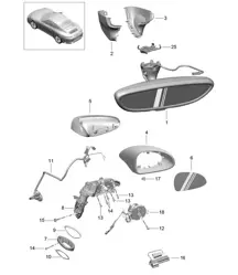 Specchietto interno / Specchietto esterno - PR:528, Standard - 991.2 Carrera 2017-19