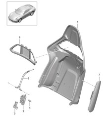 Coque de dossier / Siège baquet / Pliable / Accessoires 991.2 Carrera 2017-19 Coque de dossier / Siège baquet / Pliable / Accessoires 991.2 Carrera 2017-19