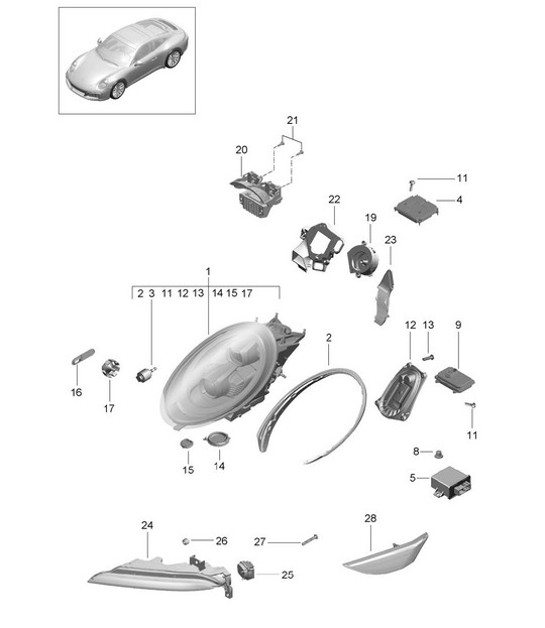 Diagram 905-003 Porsche 992 Carrera 2 3.0L 敞篷车 