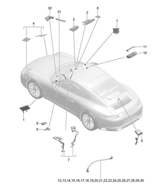 Diagram 911-002 Porsche 968 (1992-1995) Electrical equipment