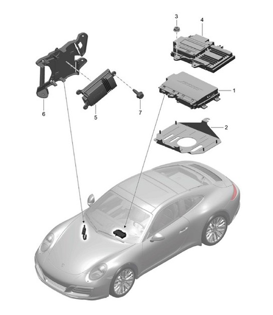 Diagram 911-010 Porsche 991（911）MK2 2016-2019 年 电子设备