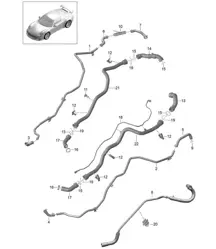 Raffreddamento ad acqua 1 / Parte posteriore / Riscaldatore / Spurgo 991 R/GT3/RS 2014-21