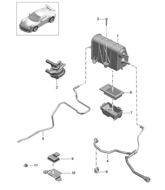 Diagram 201-020 Porsche Boxster 986/987/981 (1997-2016) Fuel System, Exhaust System