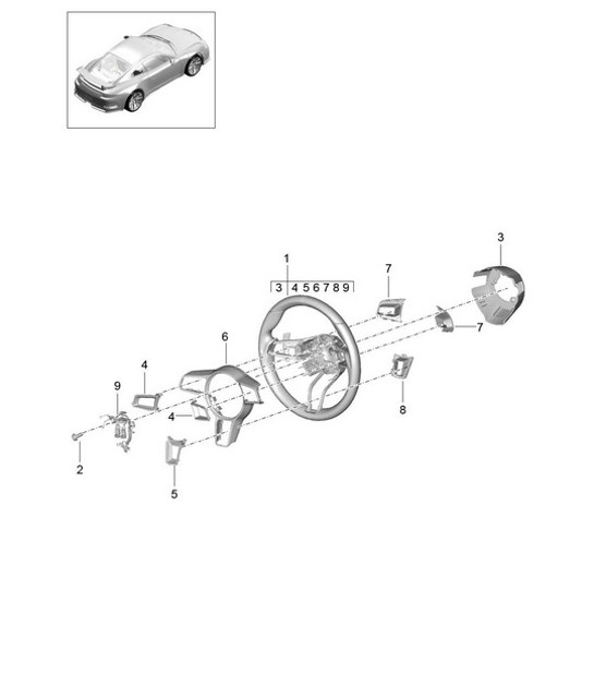 Diagram 403-005 Porsche 964 (911) TURBO 3.6L 1991-1993 Vooras, besturing 