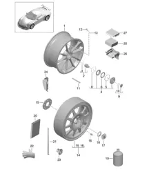 Alloy wheel / Central locking 991 R/GT3/RS 2014-17