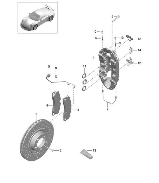 Diagram 602-000 Porsche 991 (911) MK1 2012-2016 Ruote, freni